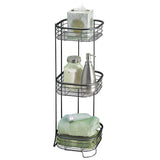 Great mdesign square metal bathroom shelf unit free standing vertical storage for organizing and storing hand towels body lotion facial tissues bath salts 3 shelves steel wire matte black