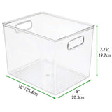 Select nice mdesign plastic home storage basket bin with handles for organizing closets shelves and cabinets in bedrooms bathrooms entryways and hallways 4 pack clear