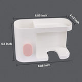 Budget friendly aritan wall mounted hair dryer holder rack no drilling styling tool organizer storage basket for bathroom give 10 hooks 1 soap holder