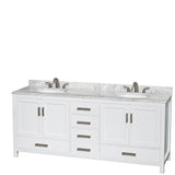 Purchase wyndham collection sheffield 80 inch double bathroom vanity in white white carrera marble countertop undermount oval sinks and no mirror