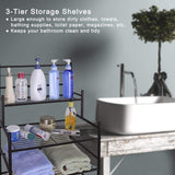 Discover the mythinglogic laundry hamper with 3 tier storage shelves bathroom tower storage organizer with dual compartment removeable hamper for bathroom laundry room closet nursery oil rubbed bronze