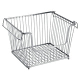 Explore mdesign modern stackable metal storage organizer bin basket with handles open front for kitchen cabinets pantry closets bedrooms bathrooms large 3 pack silver