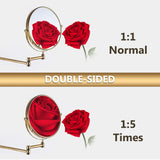 Featured makeup mirror wall mount 8 inch dual side with 1x 5x magnification bathroom magnifying mirror two side 360 swivel cosmetic face mirror extendable vanity mirrors luxury brass gold marmolux acc