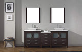 Organize with virtu usa dior 82 inch double sink bathroom vanity set in espresso w square vessel sink white engineered stone countertop single hole polished chrome 2 mirrors kd 70082 s es