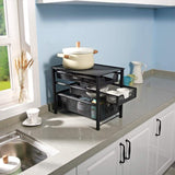 Related stackable 2 tier organizer baskets with mesh sliding drawers ideal cabinet countertop pantry under the sink and desktop organizer for bathroom kitchen office