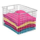 Shop for mdesign large farmhouse decorative metal wire storage basket bin with handles for organizing closets shelves and cabinets in bedrooms bathrooms entryways and hallways 8 high 4 pack chrome