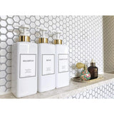 Results harra home modern gold design pump bottle set 27 oz refillable shampoo and conditioner dispenser empty shower plastic bottles with pump for bathroom lotion body wash massage oils pack of 3 white