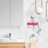 Products ty storage hair dryer holder wall mount blow dryer holder aluminum bathroom organizer ceramic cup modern no drilling self adhesive bathroom bedroom storage red white