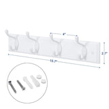 Budget friendly songmics wooden wall mount coat rack with 4 metal hooks 16 inch coat hook rail for hallway bathroom closet room white ulhr23wt