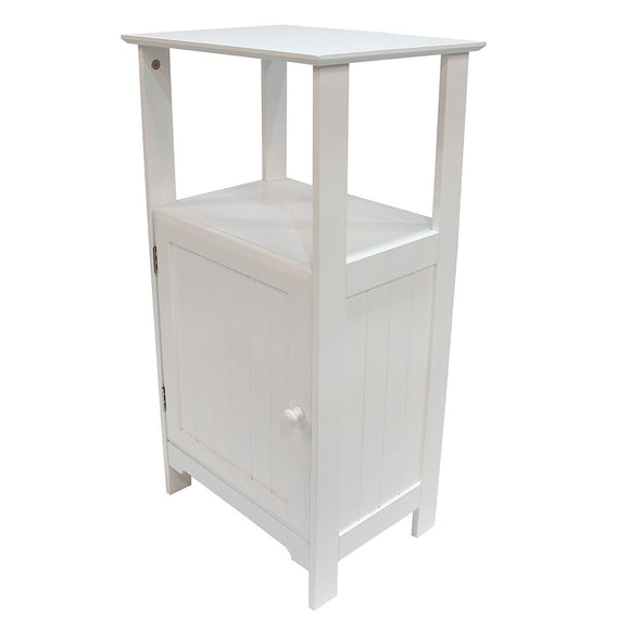 Adeco Free-Standing 3-Shelf Bathroom Cabinet, White