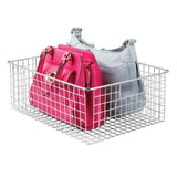 Budget friendly mdesign large farmhouse metal wire storage basket bin box with handles for organizing closets shelves and cabinets in bedrooms bathrooms entryways and hallways 16 x 12 x 6 4 pack chrome