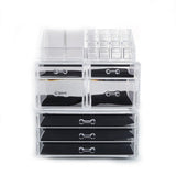 Explore offeir us stock clear acrylic stackable cosmetic makeup storage cube organizer jewelry storage drawers case great for bathroom dresser vanity and countertop 3 pieces set 4 small 3 large drawers