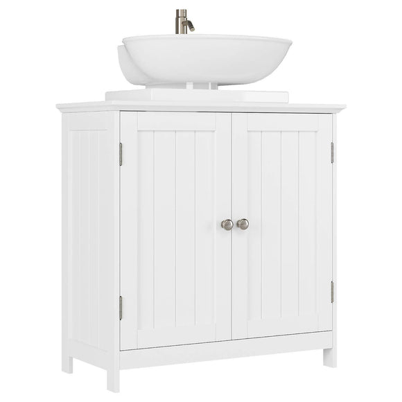 Bathroom Vanity Under Sink Cabinet Space Saver with Double Doors and Adjustable Shelves, White