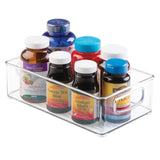 Storage mdesign stackable plastic storage organizer container bin with handles for bathroom holds vitamins pills supplements essential oils medical supplies first aid supplies 3 high 8 pack clear