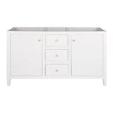 Discover maykke cecelia 60 bathroom vanity cabinet 2 door 3 drawer solid birch wood frame white finish new england style double surface mounted vanity base cabinet only with tapered legs ysa1146001