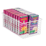 The best mdesign farmhouse decor metal wire food organizer storage bin basket with handles for kitchen cabinets pantry bathroom laundry room closets garage 16 x 9 x 6 in 4 pack matte white