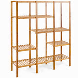 Kitchen autentico 5 tiers design multifunctional bamboo shelf storage organizer plant rack display stand solid construction waterproof moistureproof perfect for bathroom balcony kitchen indoor outdoor use