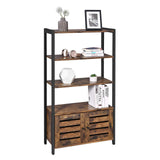 Discover vasagle industrial storage cabinet bookshelf bookcse bathroom floor cabinet with 3 shelves and 2 shutter doors in living room study bedroom multifunctional rustic brown ulsc75bx