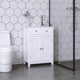 Amazon best vasagle free standing bathroom cabinet with drawer and adjustable shelf kitchen cupboard wooden entryway storage cabinet white 23 6 x 11 8 x 31 5 inches ubbc61wt