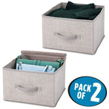 Shop mdesign soft fabric closet storage organizer holder cube bin box open top front handle for closet bedroom bathroom entryway office textured print 2 pack linen tan