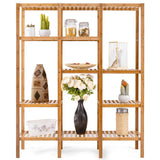 Great autentico 5 tiers design multifunctional bamboo shelf storage organizer plant rack display stand solid construction waterproof moistureproof perfect for bathroom balcony kitchen indoor outdoor use