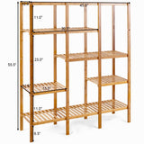 Home autentico 5 tiers design multifunctional bamboo shelf storage organizer plant rack display stand solid construction waterproof moistureproof perfect for bathroom balcony kitchen indoor outdoor use