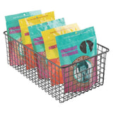 Shop mdesign farmhouse decor metal wire food organizer storage bin basket with handles for kitchen cabinets pantry bathroom laundry room closets garage 16 x 9 x 6 in 4 pack matte black