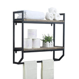 Discover the 2 tier metal industrial 23 6 bathroom shelves wall mounted rustic wall shelf over toilet towel rack with towel bar utility storage shelf rack floating shelves towel holder black brush silver