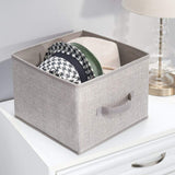 Select nice mdesign soft fabric closet storage organizer holder cube bin box open top front handle for closet bedroom bathroom entryway office textured print 2 pack linen tan