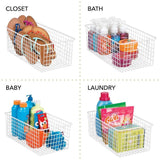 Explore mdesign farmhouse decor metal wire food organizer storage bin basket with handles for kitchen cabinets pantry bathroom laundry room closets garage 16 x 9 x 6 in 8 pack matte white