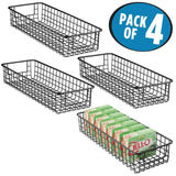 Amazon best mdesign household wire drawer organizer tray storage organizer bin basket built in handles for kitchen cabinets drawers pantry closet bedroom bathroom 16 x 6 x 3 4 pack matte black