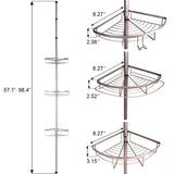 Latest mythinglogic corner shower caddy adjustable height shower tension rod with wire basket 3 tier stainless steel shower shelf rack bathroom shower organizer for shampoo conditioner soap and towel