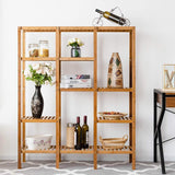 Best seller  costway multifunctional bamboo shelf bathroom rack storage organizer rack plant display stand w several cell closet storage cabinet 5 tier