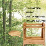 Top rated pelyn makeup organizer cosmetic storage vanity shelf display stand rack with drawer ideal for bathroom sink countertop dresser natural bamboo