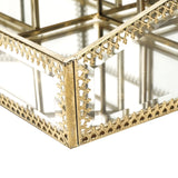 Shop hersoo gold mirrored vanity tray glass makeup display organizer dresser comestic storage for palette lipstick brushes skincare perfumes bathroom accessories