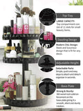 Amazon modern chic makeup organizer 360 rotation black adjustable height 3 layers storage fit makeup lipstick cosmetic skincare perfume perfect on dresser bedroom bathroom countertop