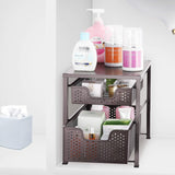 Budget simple trending 2 tier under sink cabinet organizer with sliding storage drawer desktop organizer for kitchen bathroom office stackbale bronze