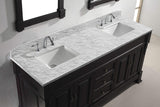 Home virtu usa gd 4072 wmsq dw huntshire 72 double bathroom vanity with marble top and square sink with mirrors 72 inches dark walnut
