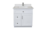 30 ̎ Maple Wood Bathroom Vanity in White - Combo