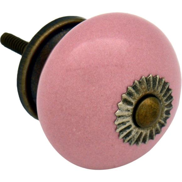 Nicola Spring Vintage Round Ceramic Door Knob - Pink
