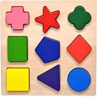 Gybber&Mumu Wooden Preschool Colorful Shape Puzzle only $6.79