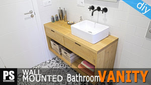 Today I'll be showing you how I built this wall mounted bathroom vanity