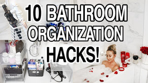 10 BATHROOM ORGANIZATION HACKS + STORAGE IDEAS! Affordable and easy ways to organize a small bathroom! Simple ways to make your bathroom ...