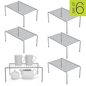 Smart Design Kitchen Storage Shelf Rack w/Plastic Feet  Steel Metal  Rust Resistant Finish  Cups, Dishes, Cabinet Pantry Organization  Kitchen (13.25 x 6 Inch) (Medium) [Charcoal Gray]  Set of 6