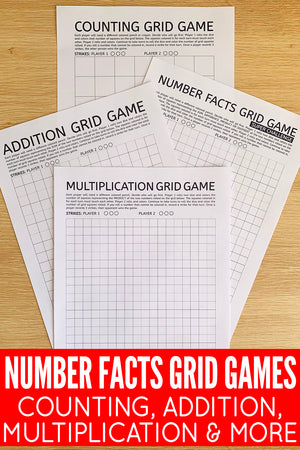 Number Facts Grid Game: Counting, Addition, Multiplication & More!