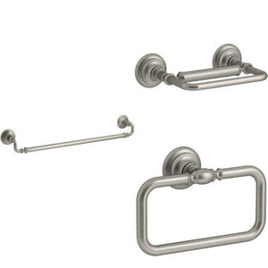 KOHLER Artifacts 3-Piece Bath Accessory Set with 24 in. Towel Bar - Brushed Nickel