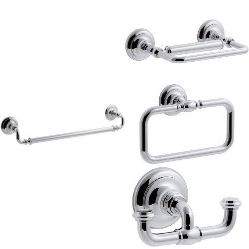 KOHLER Artifacts 4-Piece Bath Accessory Set with 18 in. Towel Bar - Polished Chrome