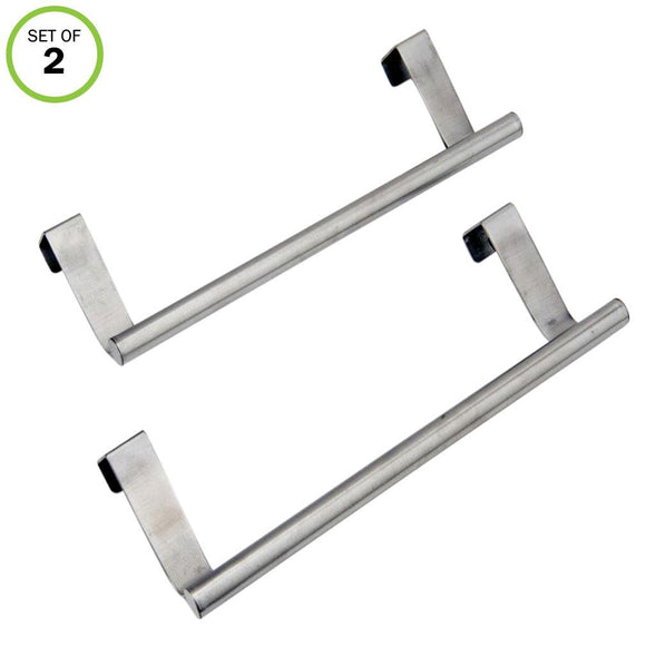 Evelots Dish/Towel Bar Holders-In/Out Cabinet Door-Stainless Steel-No Tool-Set/2