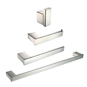 Buy now auswind 4 piece wall mounted 304 stainless steel bathroom hardware set square base toilet paper holder towel bar towel rings clothes hook chrome