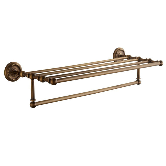 Get marmolux acc morocc series 3420 ab 24 inch towel shelf with bar storage holder for bathroom antique brass brushed bronze